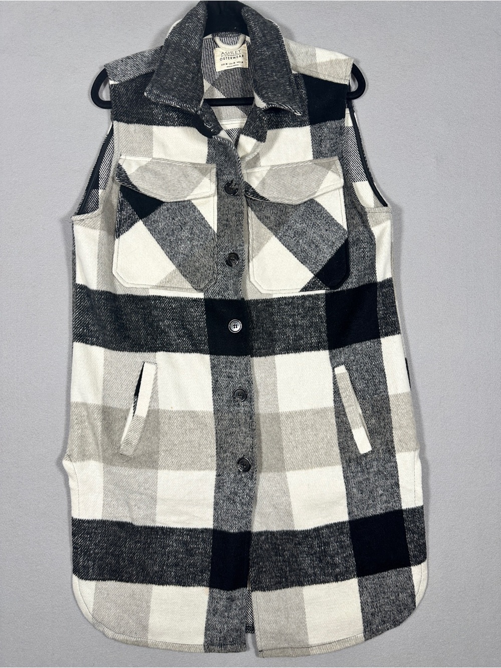 Ashley by 26 International Plaid Longline Shacket Vest Jacket Size M